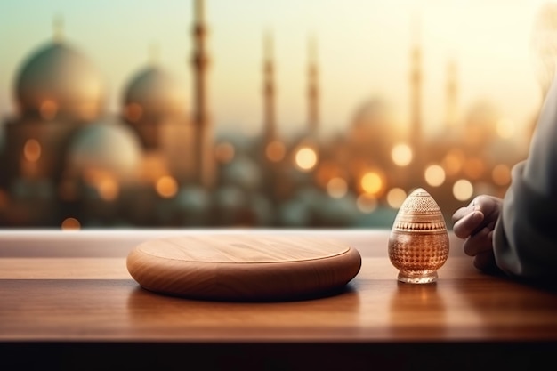 Colorful ramadan background with mosque Generative AI