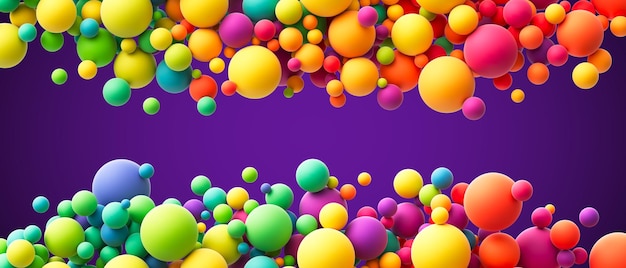 Colorful random flying spheres abstract background Rainbow matte soft balls in different sizes