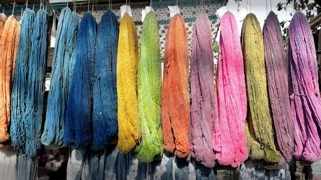 Colorful Raw Cotton Hanging on Rack