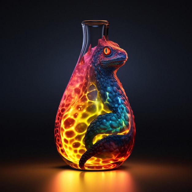 colorful realistic lava lamp in an animal shape AI generated