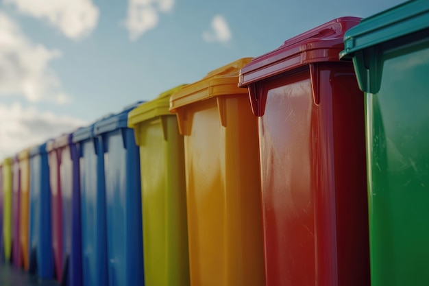 Photo colorful recycle bins