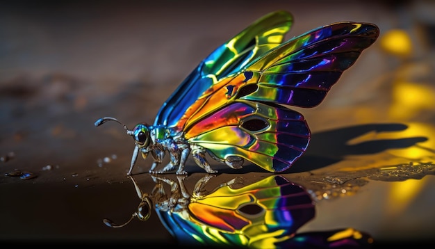 Colorful Reflective Metallic Birdwing Insect by Generate AI