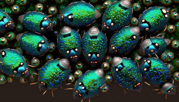 Colorful Reflective Metallic Mealy Bugs Insect by Generate AI