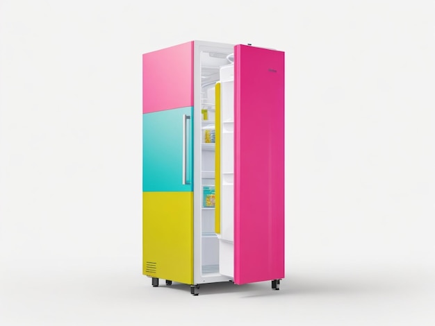 Colorful Refrigerator mockup on white background