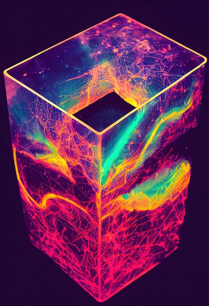 Colorful resin cube Lava lamp cube Digital painting