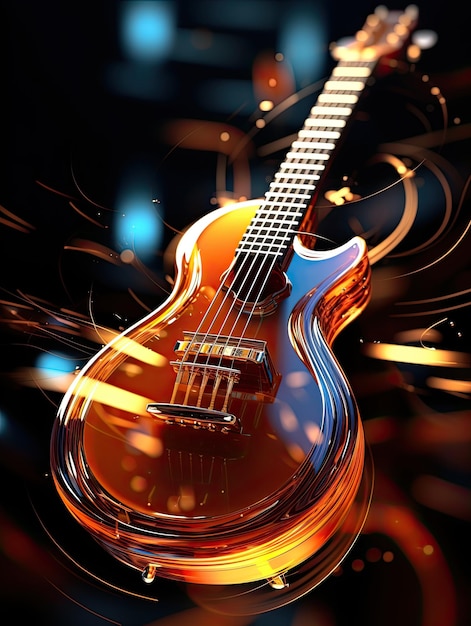 Colorful retro abstraction of musical instruments modern and abstract multicolor music background with fluid structure violin and guitar generative ai