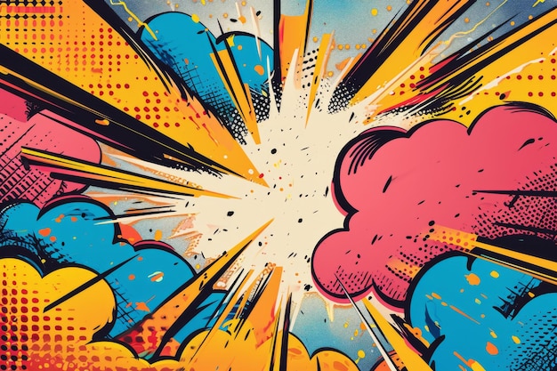 Colorful Retro Comic Book Design With Explosive Action And Dynamic Graphics