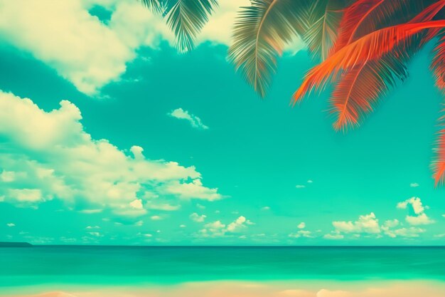 Colorful retro futuristic tropical beach background