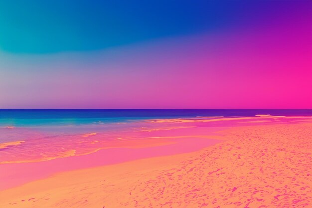 Photo colorful retro futuristic tropical beach background