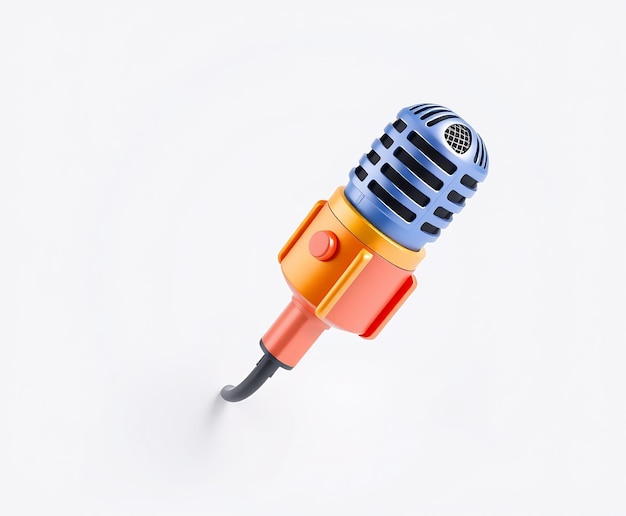 Photo colorful retro microphone isolated on a white background