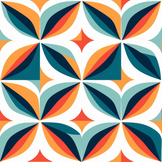 Colorful Retro Wallpaper With Orange Shapes And Symmetrical Forms