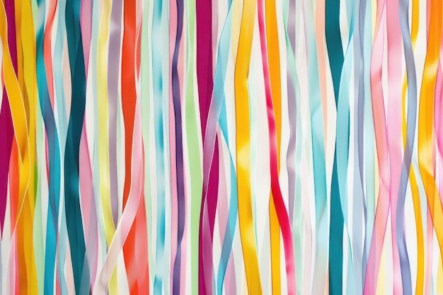 Photo colorful ribbons creating a vibrant backdrop with a mix of pastel and bright hues interwoven in wavy patterns