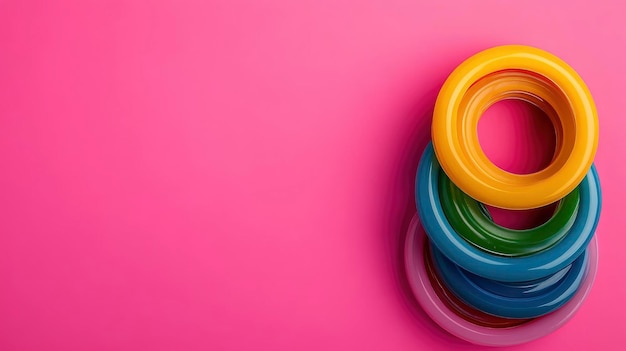 Colorful Rings on Pink Background