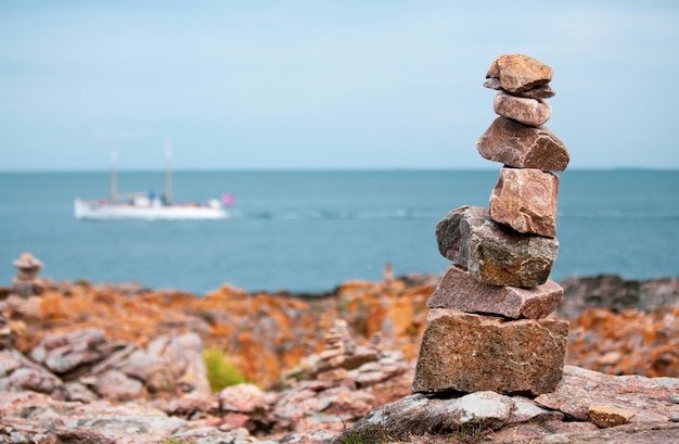 Colorful rock formation in Bornholm Denmark