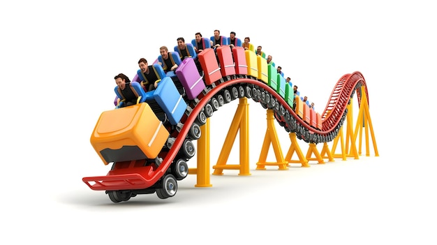 Colorful Roller Coaster Ride Soaring Through Amusement Park Skyline