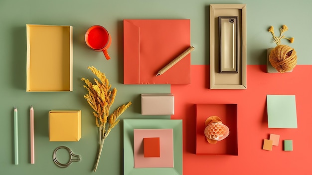 Photo a colorful room with a wall that has a picture of a pencil and a wooden pencil on it