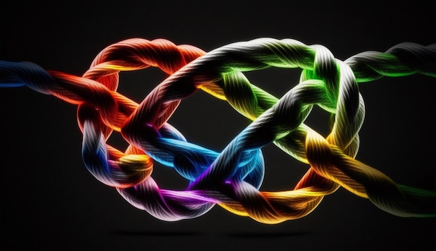 Colorful rope link with strong Concepts for the team connect Collaborate and partnership