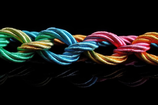 colorful rope link with strong Concepts for team connection AI generated