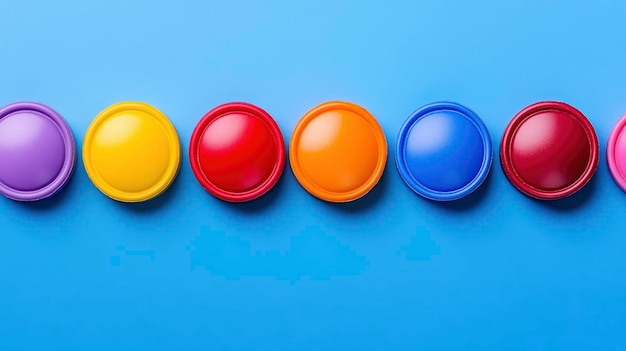 Colorful Round Buttons on Blue Background