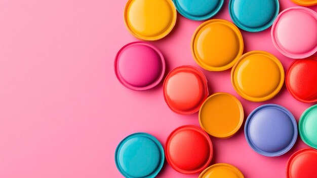 Colorful Round Shapes on Pink Background