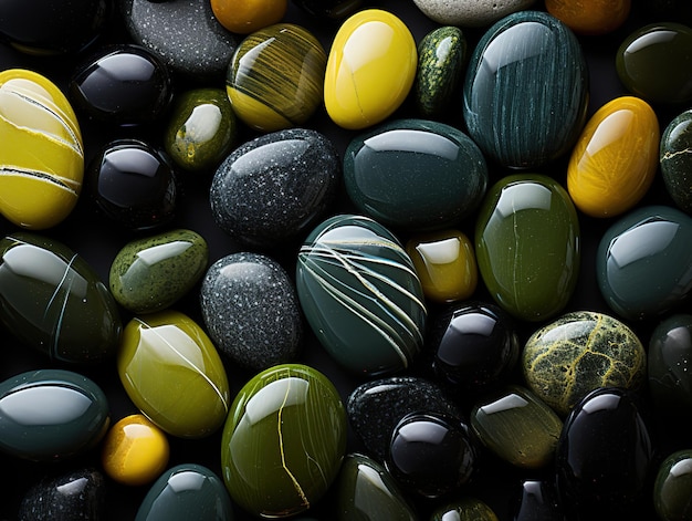 Colorful round smooth pebbles stone pattern texture Generative AI