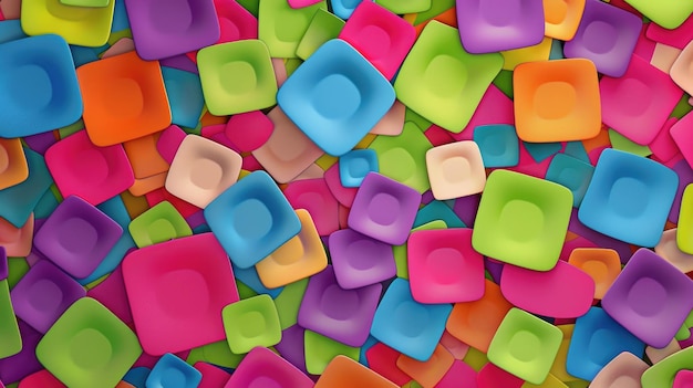 Colorful rounded squares form a dynamic and random pattern