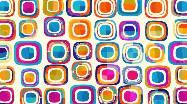 Colorful rounded squares form a dynamic and random pattern