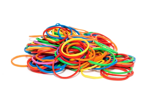 Colorful rubber band on white background No clipping path