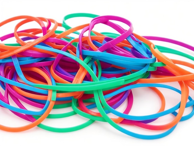 Photo colorful rubber bands isolated on white