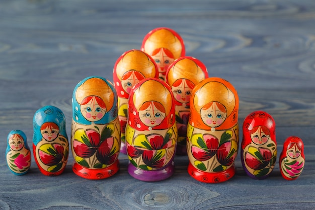 Colorful Russian Nesting Dolls Matreshka Babushka Are Most Popular Souvenir From Russia