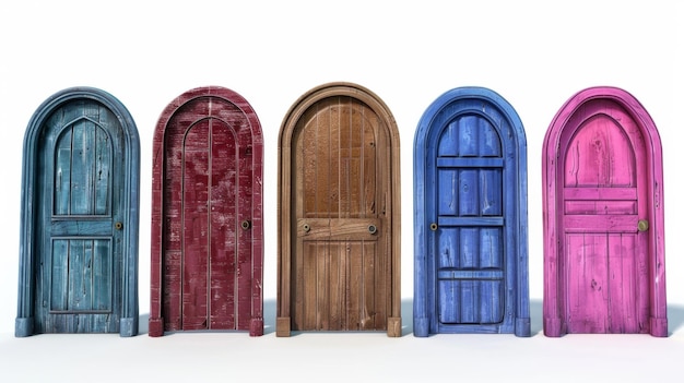 Colorful rustic doors generative ai