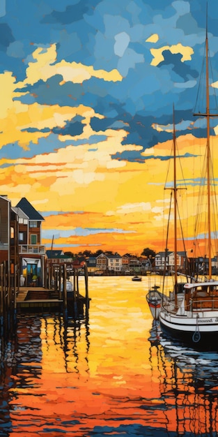 Colorful Sailboats In Stamford Harbor A Tim Doyle Inspired Painting