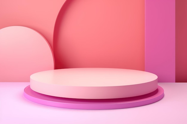 Colorful Saturns Elevating Kid Product Presentation on a Pastel Pink Pedestal