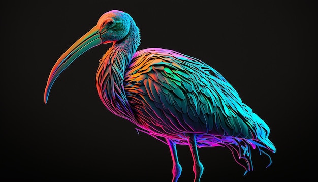 Colorful scarlet glossy ibis bird portraits AI Generated