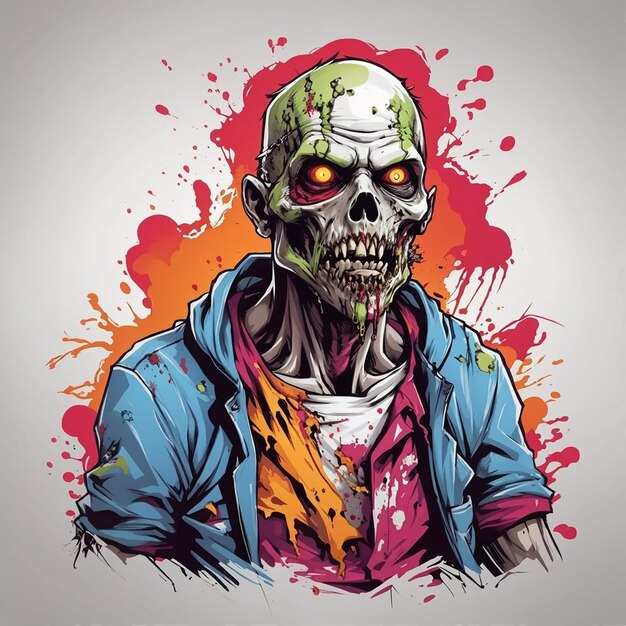 A colorful scary zombie tshirt design