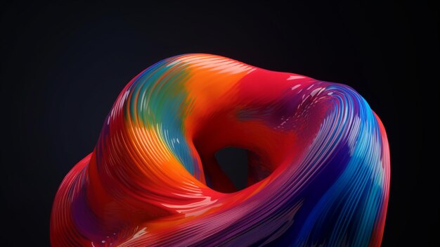 A colorful sculpture with a black background