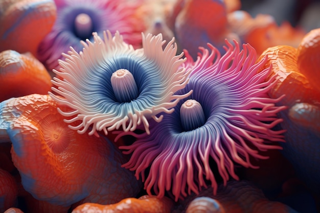 Colorful sea anemones