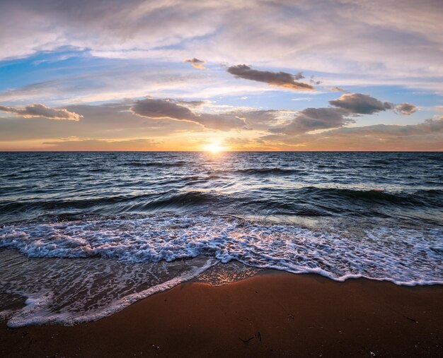 Colorful sea beach sunrise