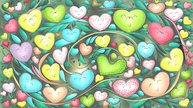 colorful seamless Multicolored baby hearts shape patterns