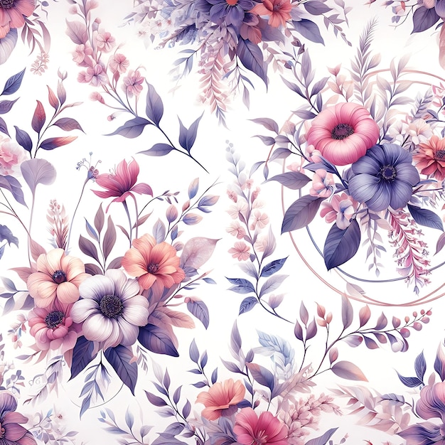 colorful seamless pattern of water colure flower