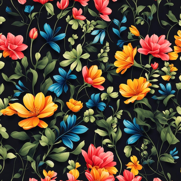 A colorful Seamless pattern with flowers Generative ai