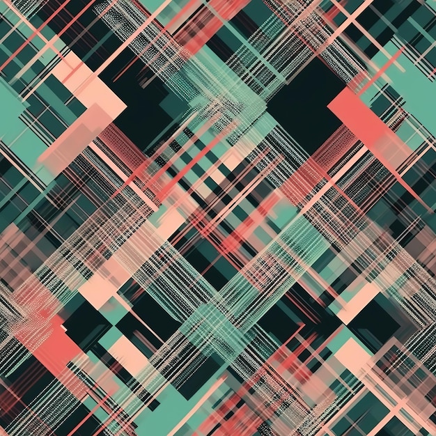 A colorful seamless pattern with squares and lines.