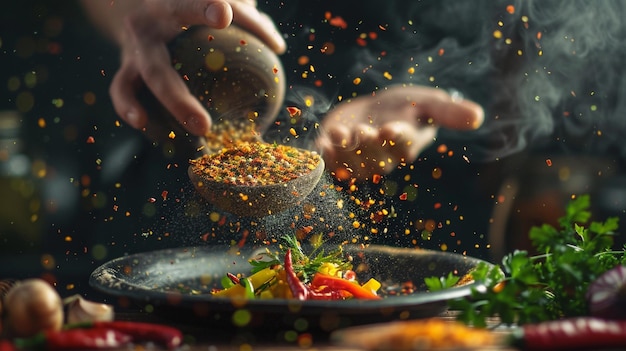 Colorful Seasoning Dish Precise and Flavorful Culinary Image