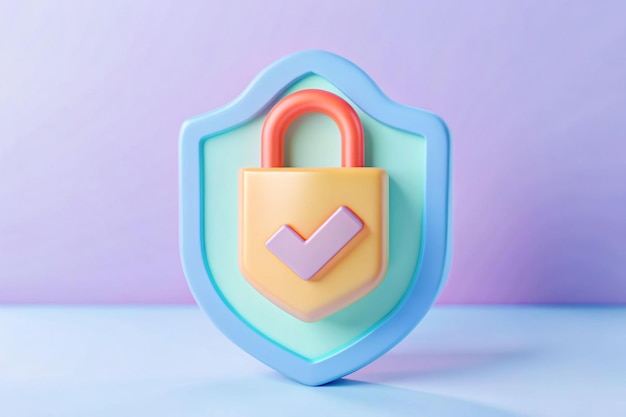 Colorful Security Shield with Lock and Checkmark