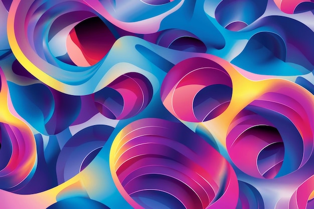 a colorful series of circles with a blue and yellow background