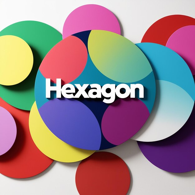 Photo a colorful series of circles with one that says hexagon