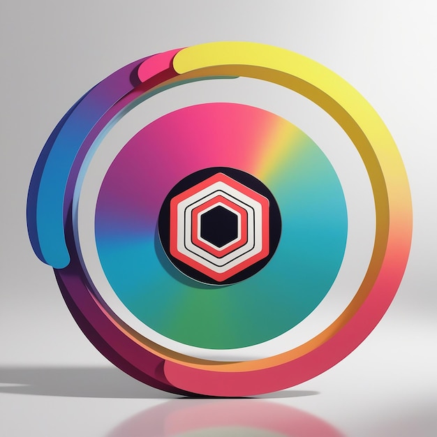 A colorful series of circles with one that says hexagon