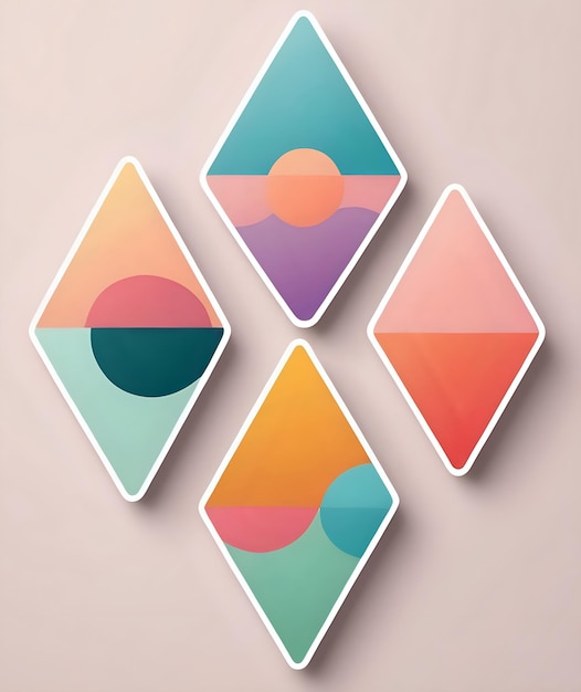 Photo a colorful series of geometric shapes stickers