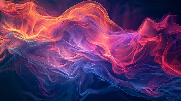 a colorful series of smoke with a purple background