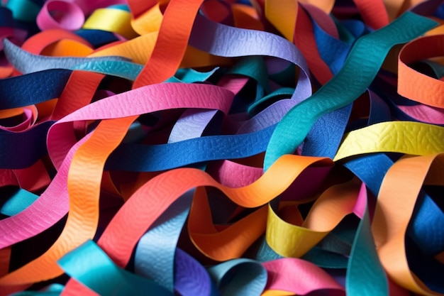 Colorful serpentine party ribbons